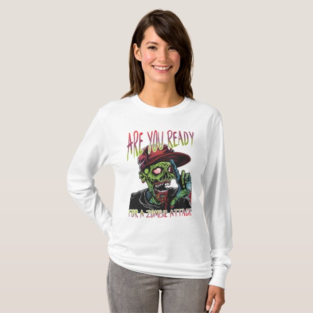 Are You Ready | Women’s Zombie Attack Long Sleeve  T-Shirt (Vorne ganz)