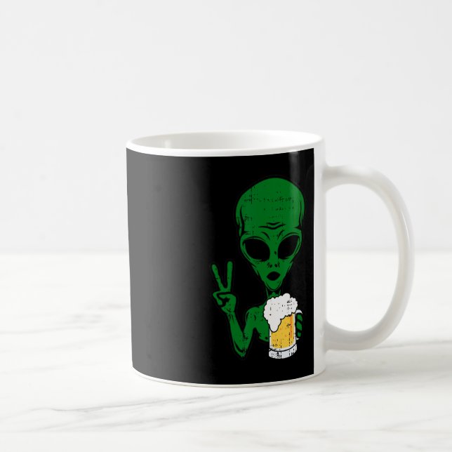 Area-51 Alien Beer Peace Sign Lazy Drinking Hallow Kaffeetasse (Rechts)