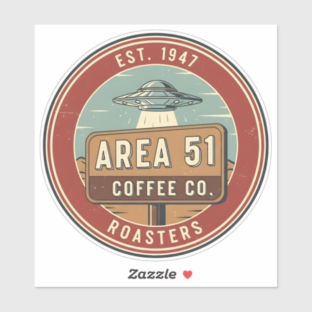 Area 51 Coffee Roasters Vintage-Abzeichen Aufkleber (Blatt)
