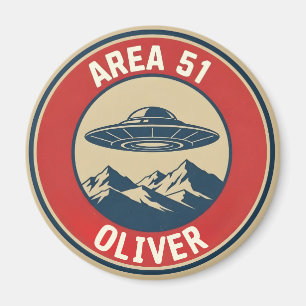 Area 51 Geheim Retro UFO Alien Abzeichen Magnet
