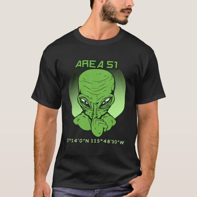 Area 51 Roswell Coordinates UFO Alien UFO Flying S T-Shirt (Vorderseite)