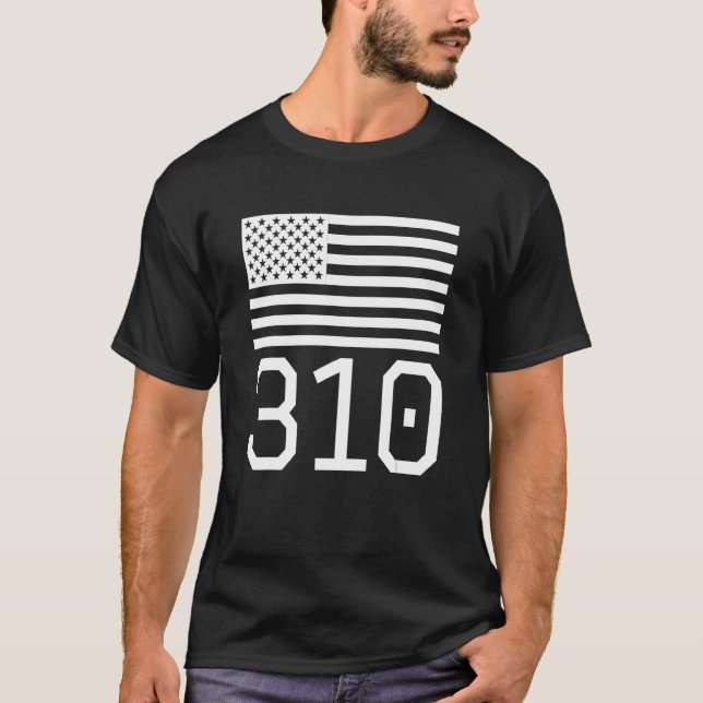 Area Code 310 American Flag USA Los Angeles Kalifo T-Shirt (Vorderseite)