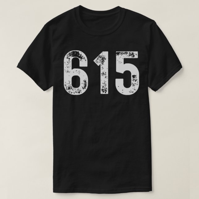 Area Code 615 für Nashville Tennessee TN 615  T-Shirt (Design vorne)