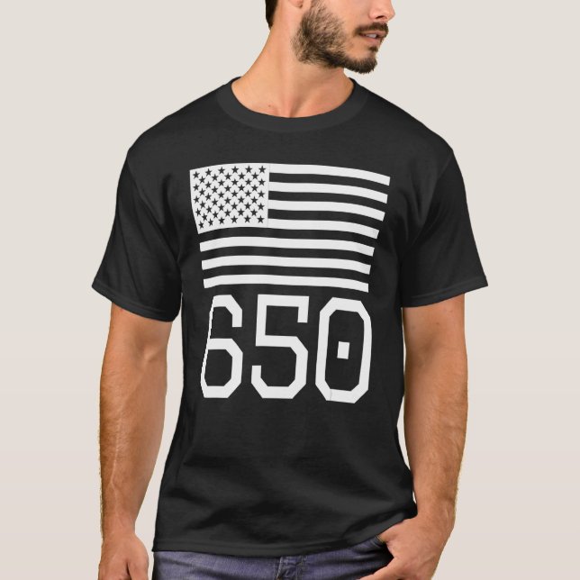 Area Code 650 American Flag USA San Francisco Cali T-Shirt (Vorderseite)