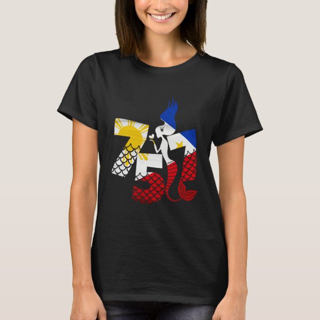 Area Code 757 Filipino American With Mermaid Phili T-Shirt (Vorderseite)