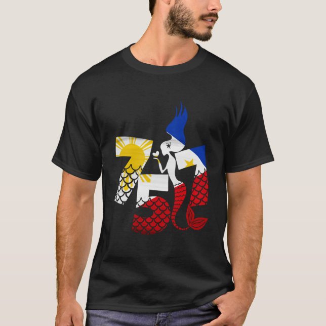 Area Code 757 Filipino American With Mermaid Phili T-Shirt (Vorderseite)