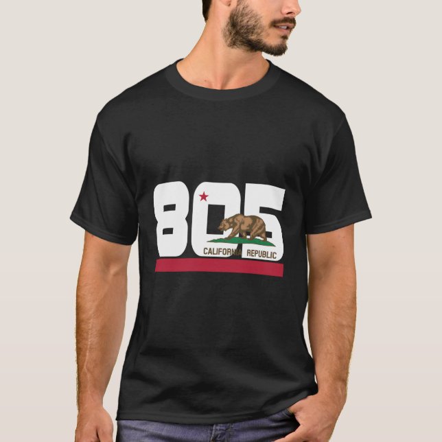 Area Code 805 Slo Santa Barbara California Flag Ca T-Shirt (Vorderseite)