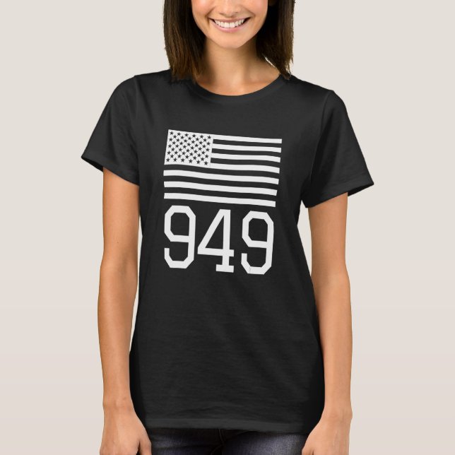 Area Code 949 American Flag Usa Orange Landkreis L T-Shirt (Vorderseite)