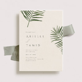 Areca Modern Watercolor Palm Wedding Einladung
