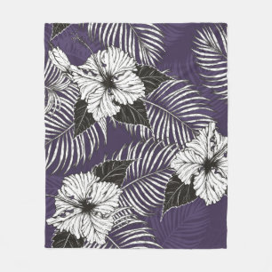 Areca Palme und Hibiskus Sketch von Hand zeichnend Fleecedecke