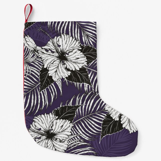 Areca Palme und Hibiskus Sketch von Hand zeichnend Kleiner Weihnachtsstrumpf (Vorderseite)