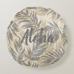 Areca-Palmen Hawaiian Tropical Vintage Aloha Rundes Kissen