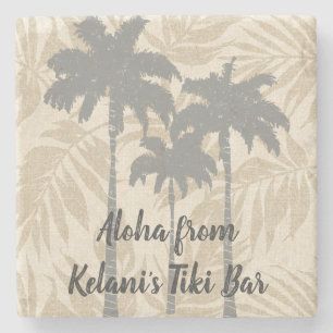 Areca-Palmen Hawaiian Tropical Vintage Koordinaten Steinuntersetzer