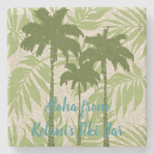 Areca-Palmen Hawaiian Tropical Vintage Koordinaten Steinuntersetzer