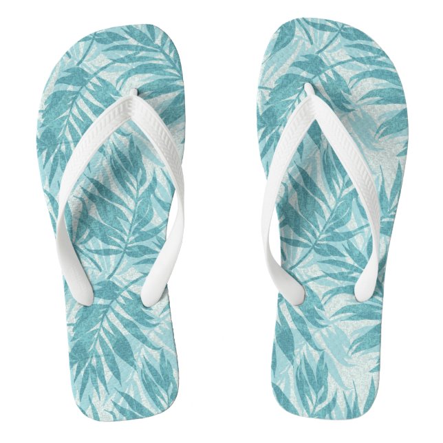 Areca Palms Hawaiian Tropical Vintag Aquamarin Flip Flops (Fußbett)