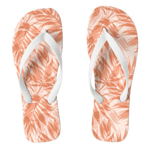 Areca Palms Hawaiian Tropical Vintag Peach Flip Flops
