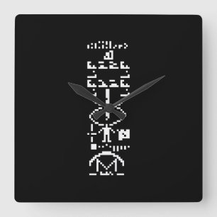 Arecibo Binary Message 1974 Quadratische Wanduhr