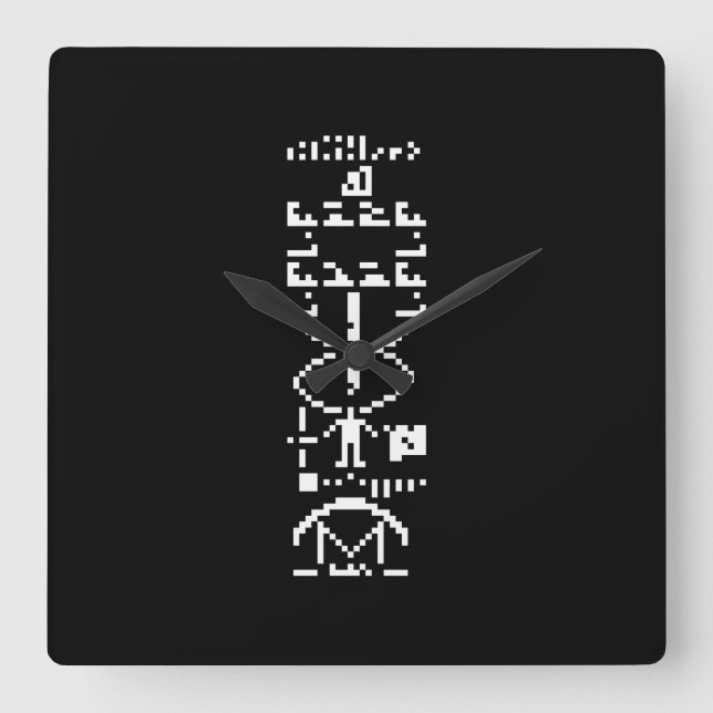 Arecibo Binary Message 1974 Quadratische Wanduhr (Vorderseite)