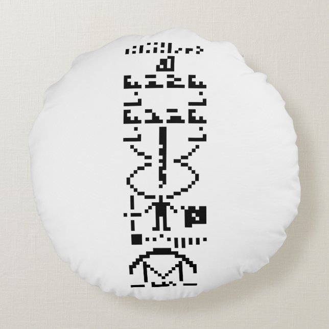 Arecibo Binary Message 1974 Rundes Kissen (Rückseite)
