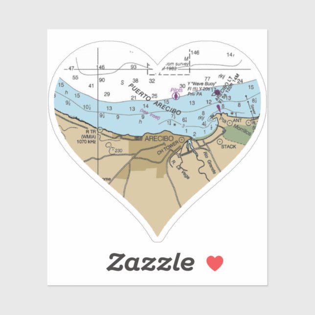Arecibo Puerto Rico Chart Aufkleber (Blatt)