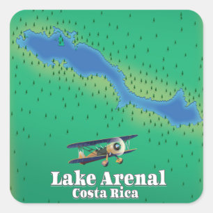 Arenal-See, Costa Rica Seekarte Quadratischer Aufkleber