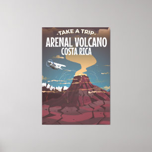 Arenal-Vulkan Costa Rica Vintage-Cartoon-Plakat Leinwanddruck