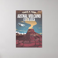 Arenal Vulkan Costa Rica Vintager Cartoon Poster