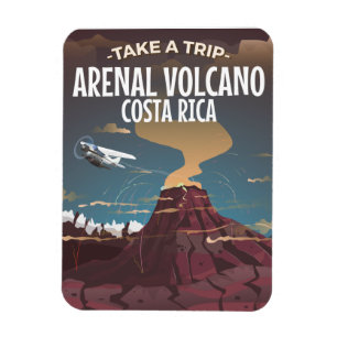 Arenal-Vulkan-Costa Rica Vintages Cartoonplakat Magnet