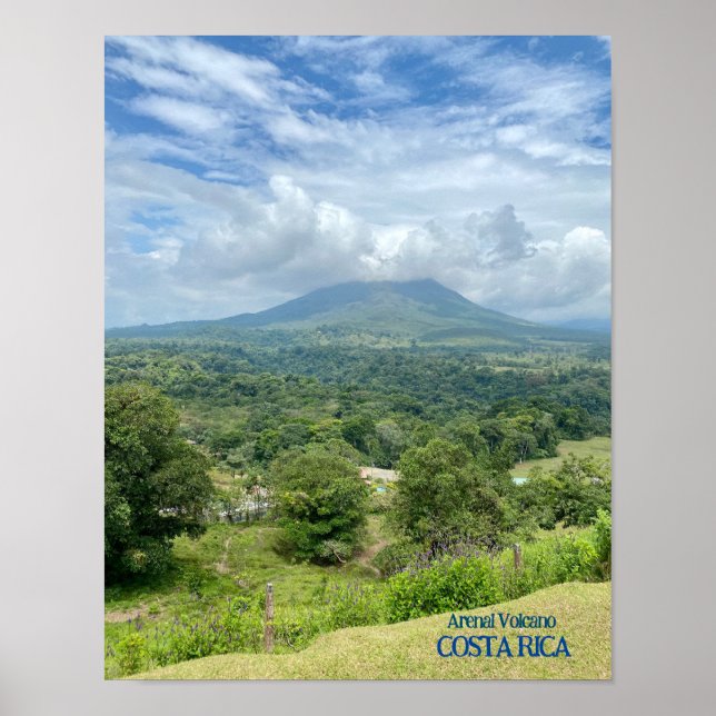 Arenal Vulkan in den Wolken Costa Rica Poster (Vorne)