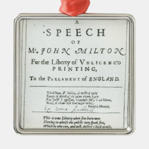 Areopagitica eine Rede von John Milton Ornament Aus Metall