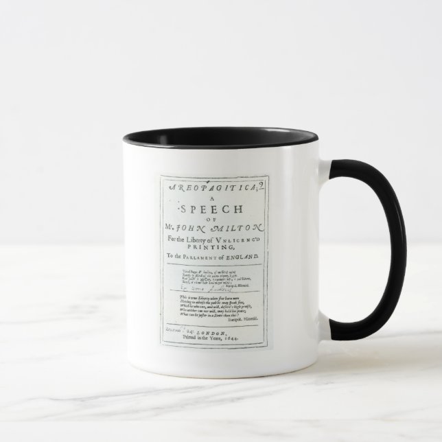 Areopagitica eine Rede von John Milton Tasse (Rechts)