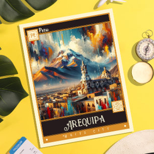 Arequipa, Peru   Vintage Gemälde Postkarte