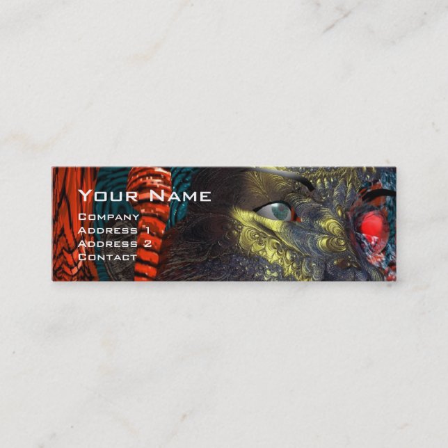 ARES CYBORG PORTRAIT Rote Gelbe Science Fiction Mini Visitenkarte (Vorderseite)