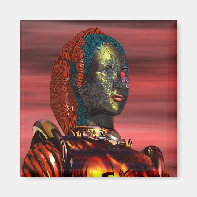 ARES - CYBORG PORTRAIT Science Fiction, Sci-Fi Magnet (Vorne)