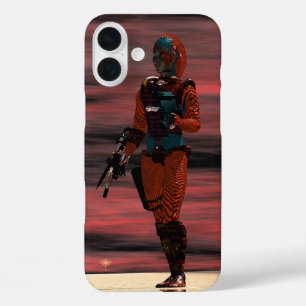 ARES CYBORG, RED SUNSET Science Fiction, Sci-Fi iPhone 16 Plus Hülle