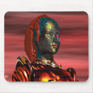 ARES - CYBORGPORTRAIT IN SONNENSET-Science Fiction Mousepad