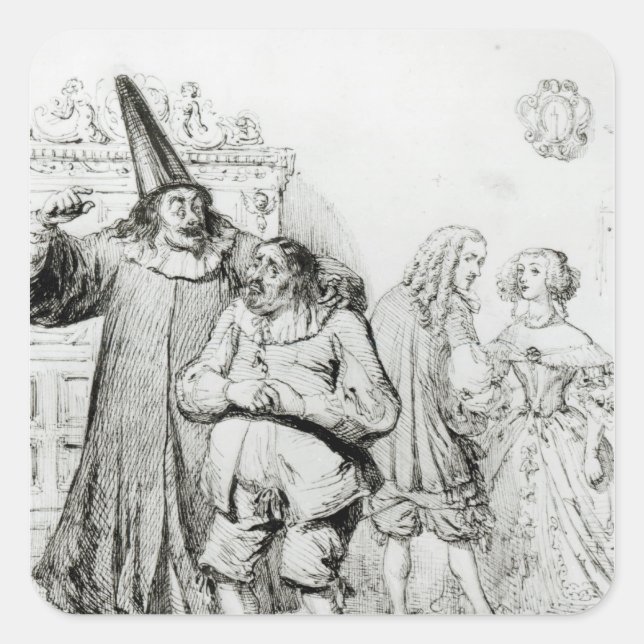 Argan und Monsieur Purgon Quadratischer Aufkleber (Vorderseite)