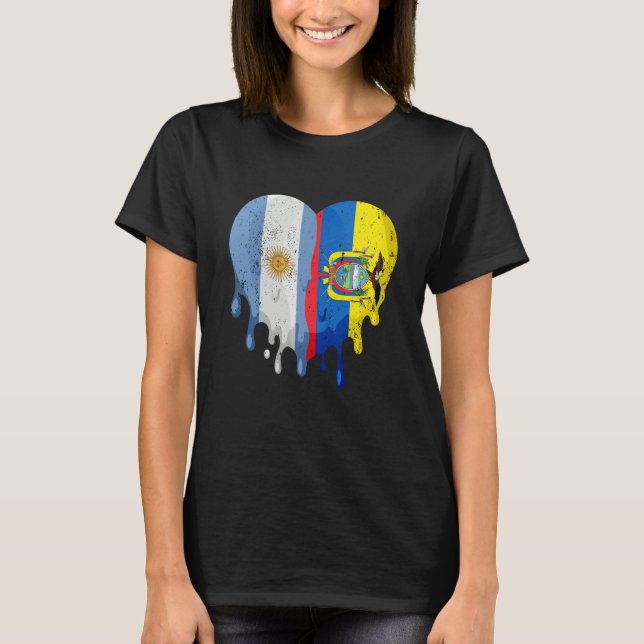Argentina Ecuador Flag Heart Citizen Grown Patriot T-Shirt (Vorderseite)