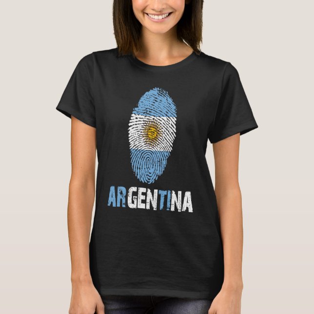 ARGENTINA Finger Print Flag  I Love Argentina Trav T-Shirt (Vorderseite)