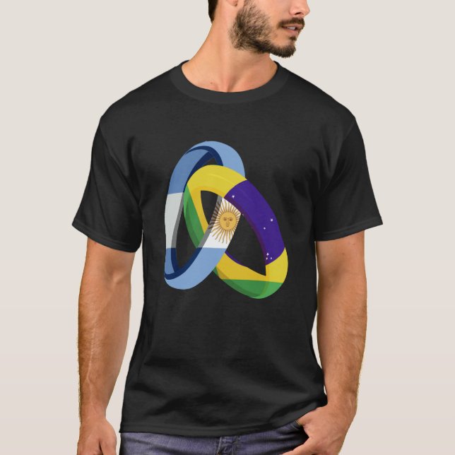Argentina Flag Brazil Grown Ring Marriage Wedding T-Shirt (Vorderseite)