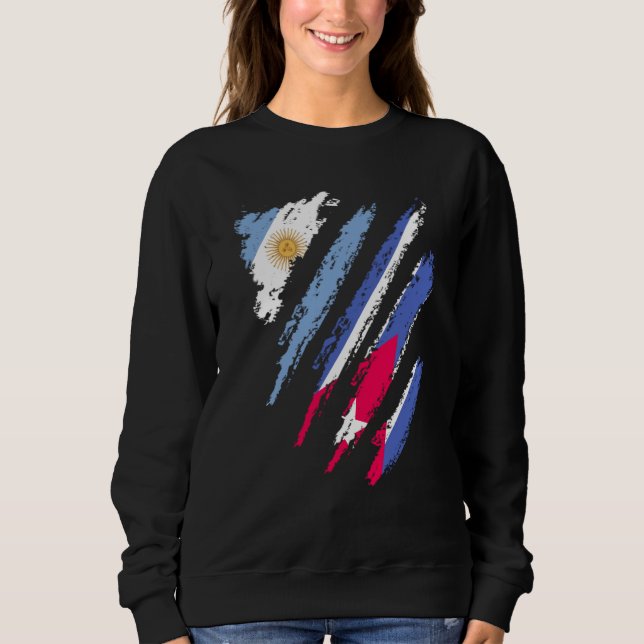Argentina Flag Cuba Grown Patriot Country Stripes Sweatshirt (Vorderseite)