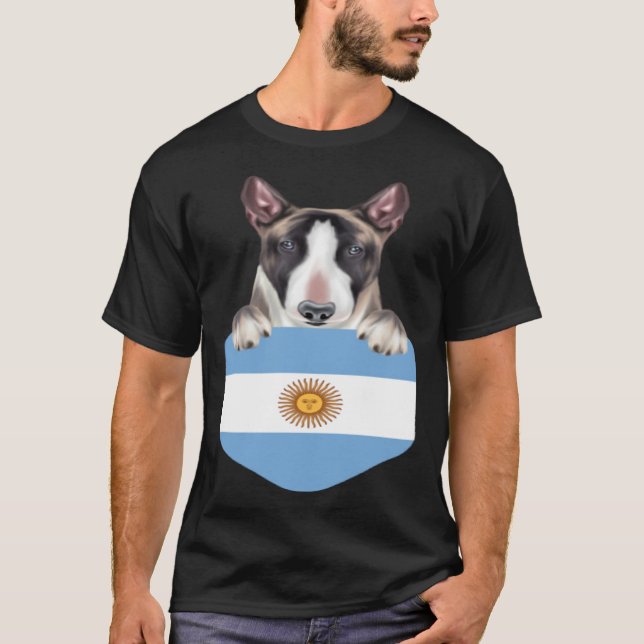 Argentina Flag Miniature Bull Terrier Dog In Pocke T-Shirt (Vorderseite)