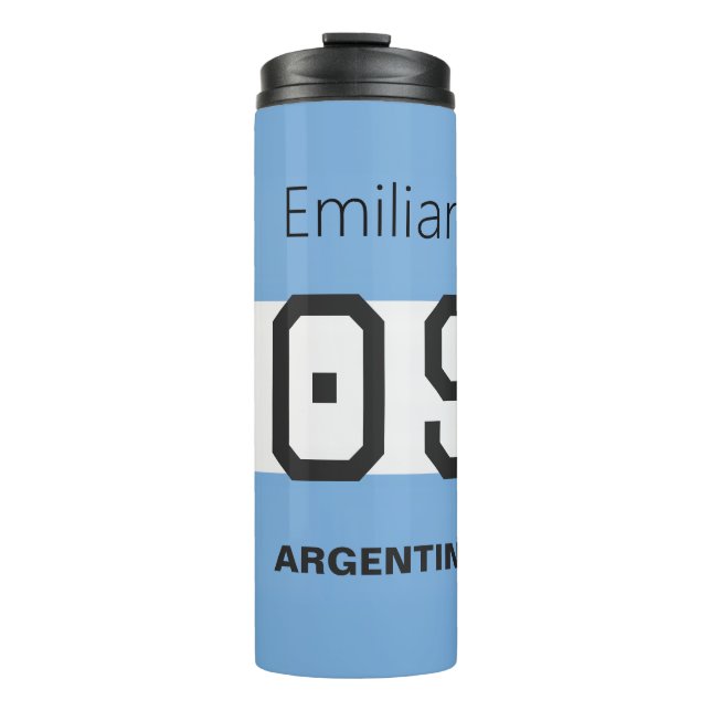 Argentina Flag Personalized Soccer Fan Gear Thermosbecher (Vorderseite)
