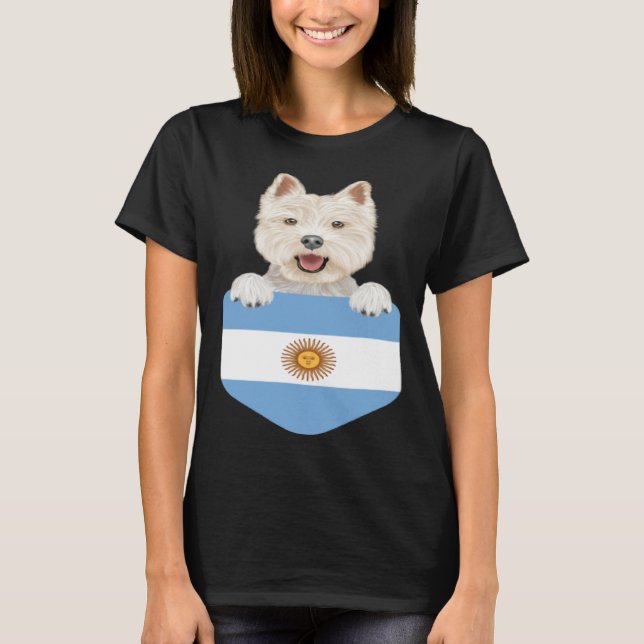 Argentina Flag West Highland White Terrier Dog In  T-Shirt (Vorderseite)