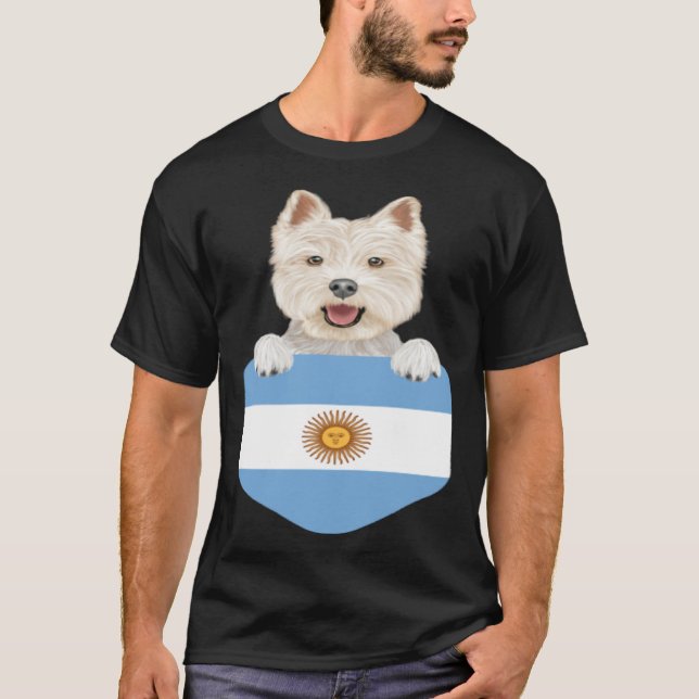 Argentina Flag West Highland White Terrier Dog In  T-Shirt (Vorderseite)
