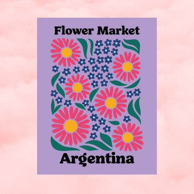 Argentina Flower Market Pink Daisy & Blue Meadow Postkarte (Argentina Flower Market Pink Daisy & Blue Meadow Postcard
)