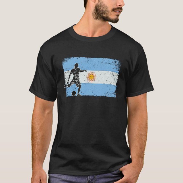 Argentina Football Player Vintage Flag T-Shirt (Vorderseite)
