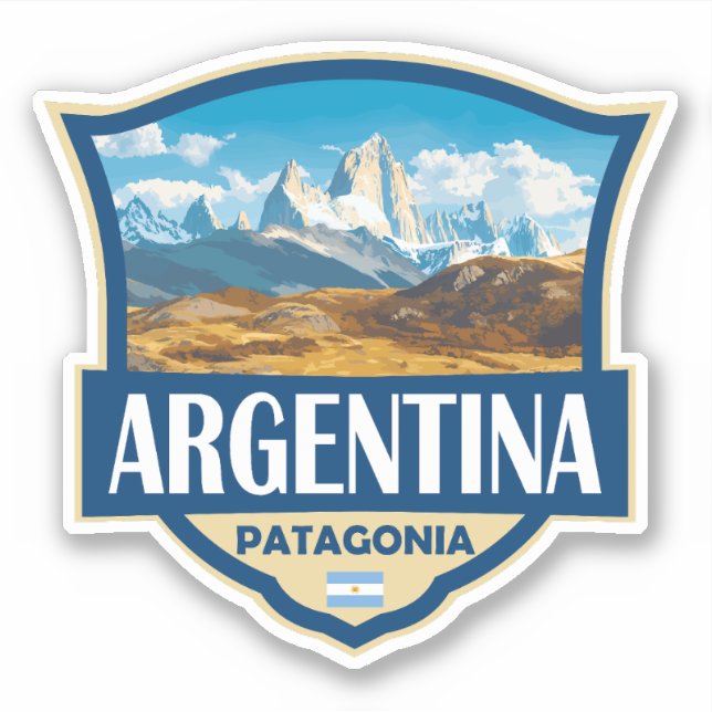 Argentina Illustration Retro Badge Aufkleber (Vorderseite)