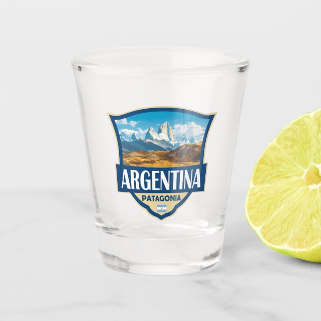 Argentina Illustration Retro Badge Schnapsglas (Vorderseite)