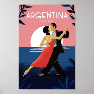 Argentina mar del plata tango Vintag Poster